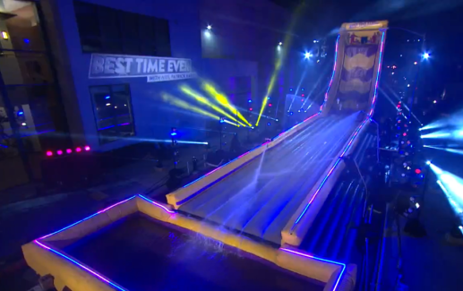 The inflatable course for Ticket to Slide